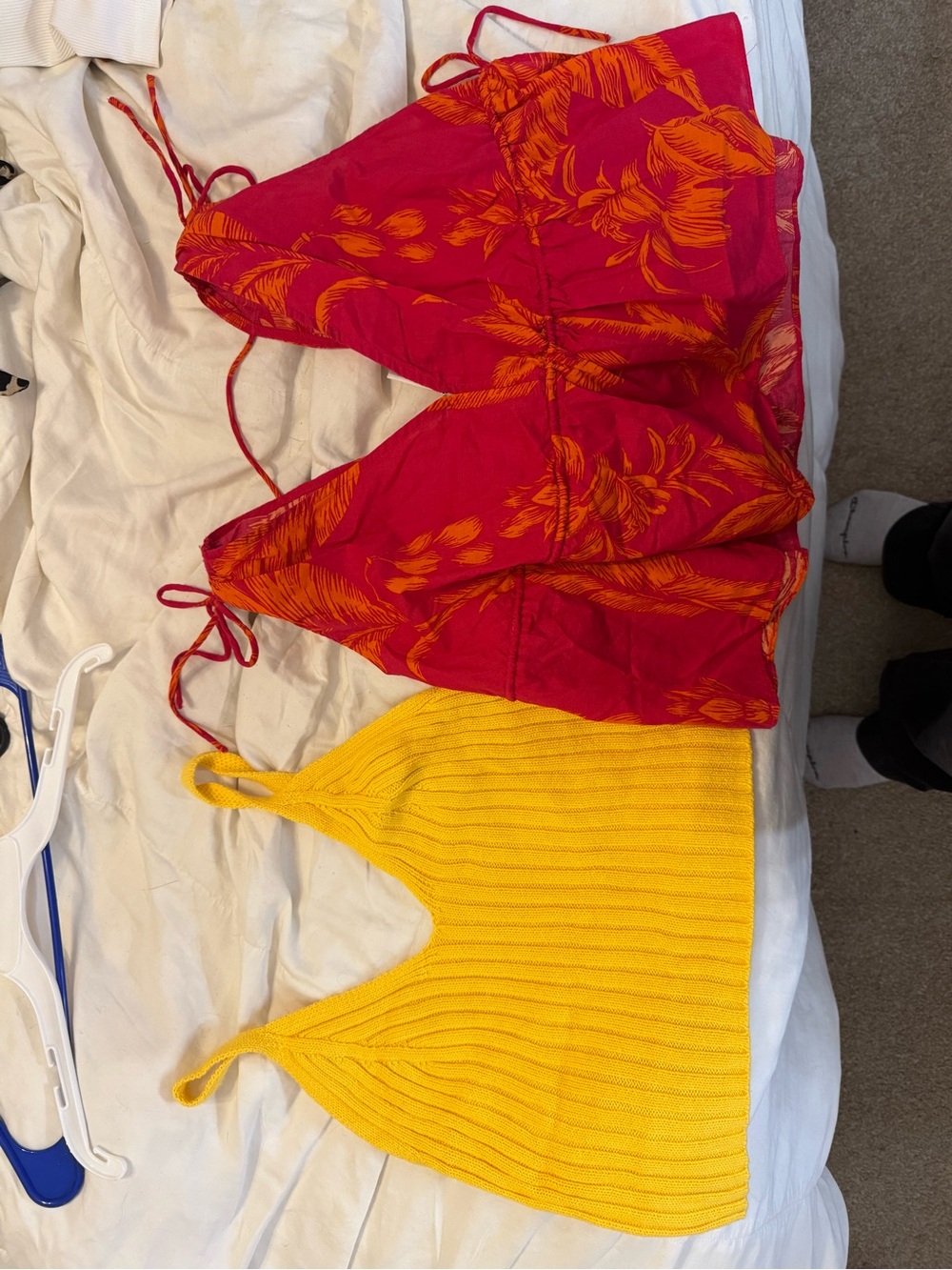 Target Red Floral Tie-Strap Cami & Target Yellow Ribbed Bralette